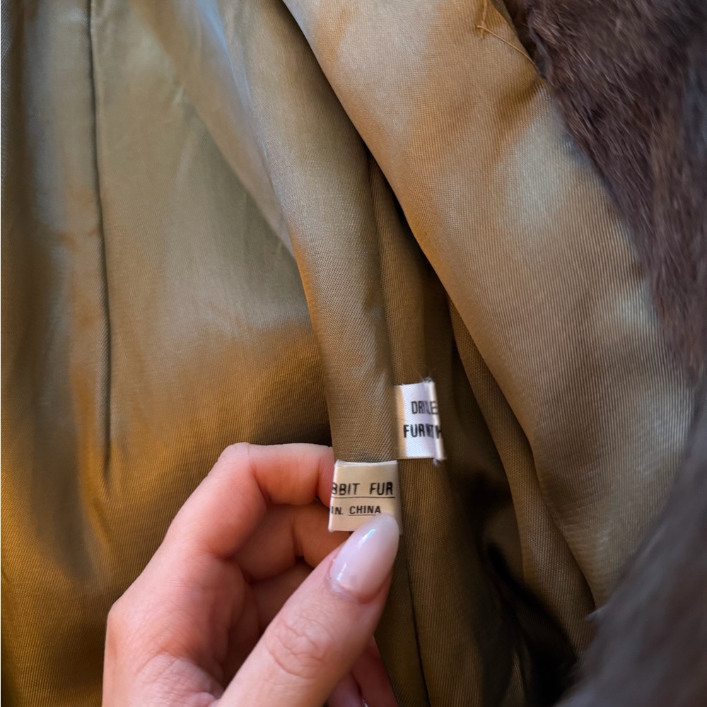 Long Brown Authentic Fur Coat - Picture 4 of 5